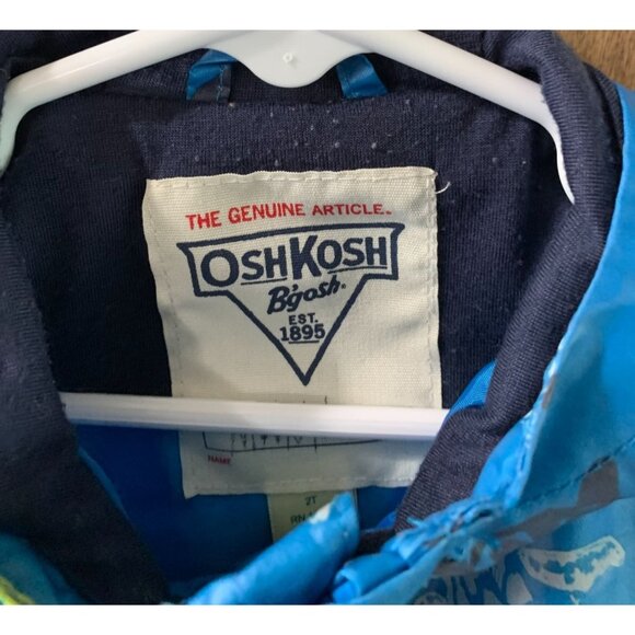 Oshkosh bgosh Boys Sz 2T Blue Turtle Raincoat Hooded Rain Coat Jacket - Picture 2 of 3